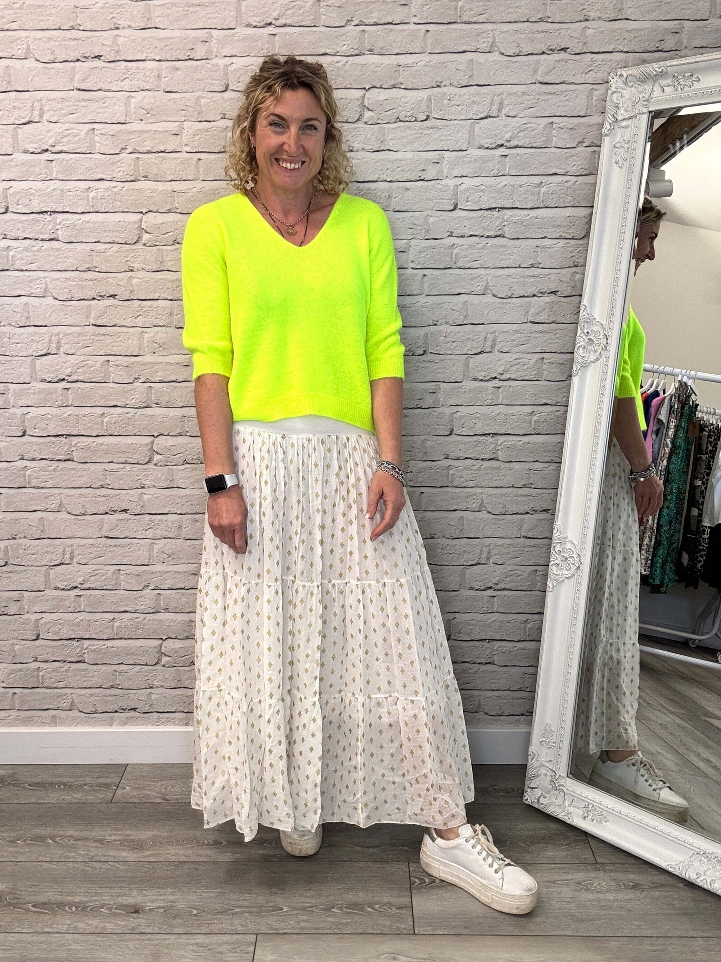 Seville Maxi Skirt | White/Gold