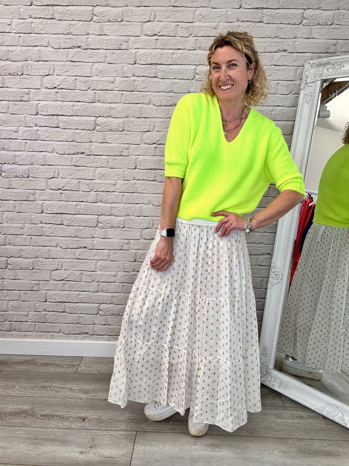 Seville Maxi Skirt | White/Gold