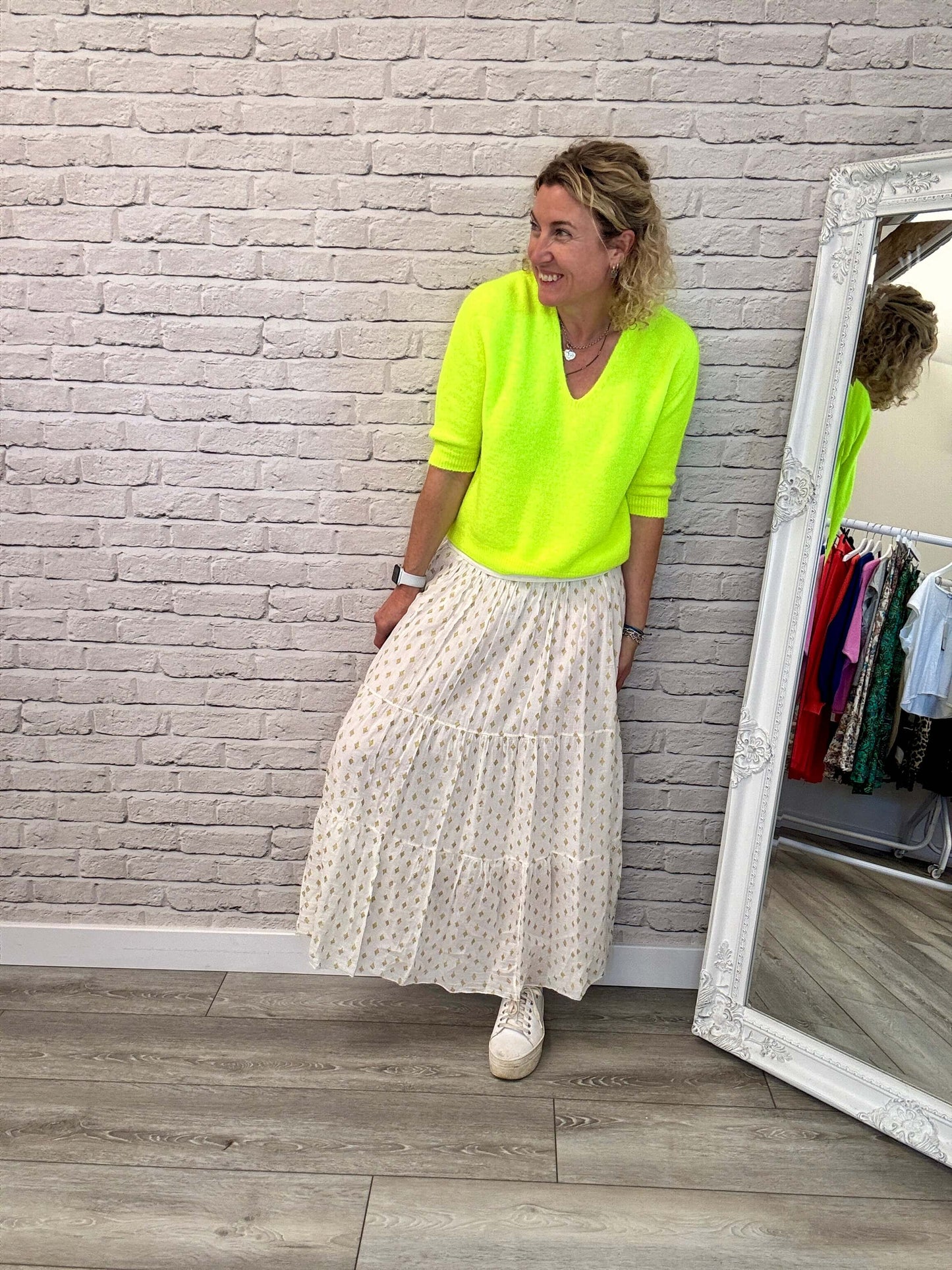 Seville Maxi Skirt | White/Gold