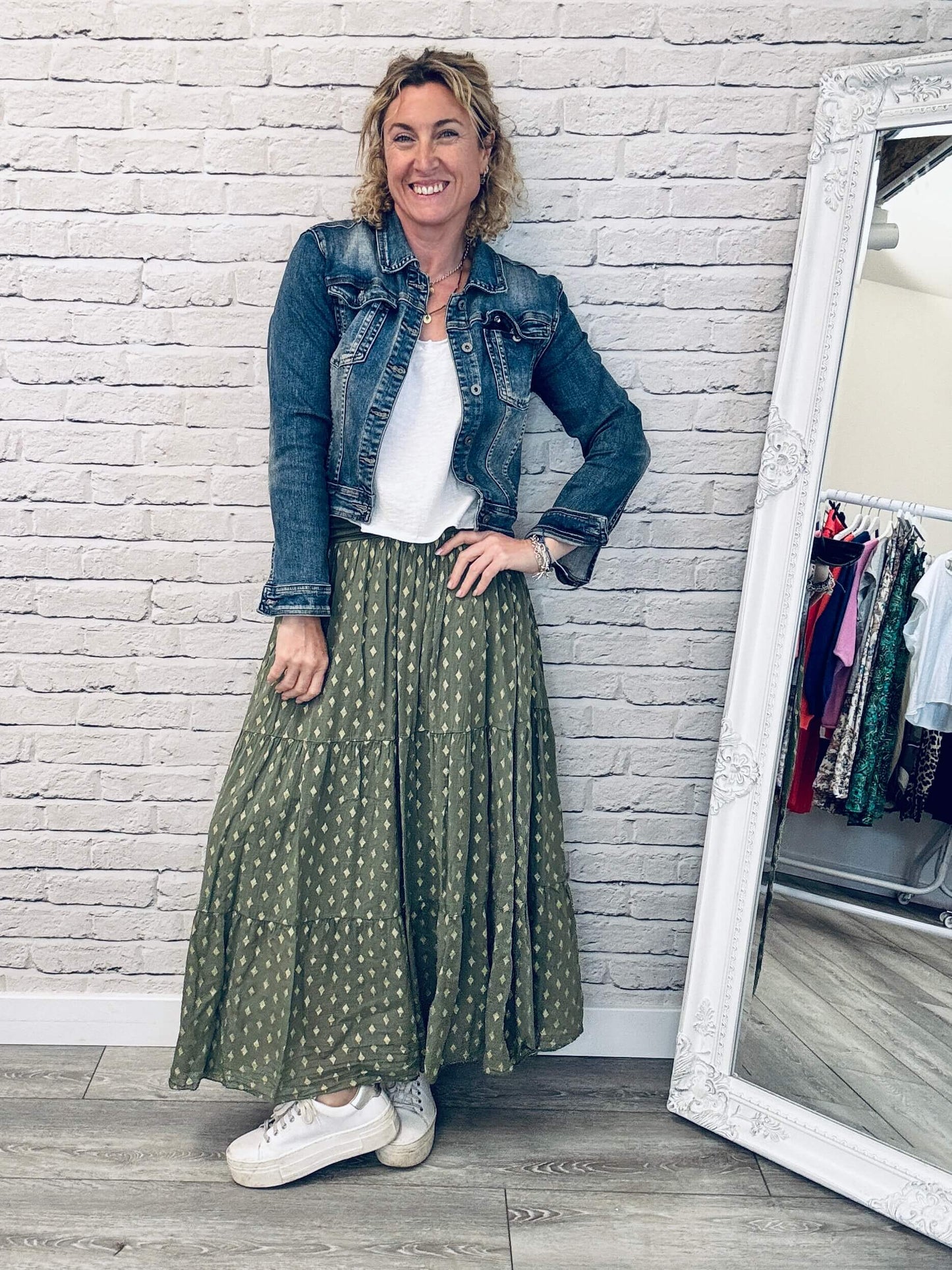 Seville Maxi Skirt | Khaki/Gold