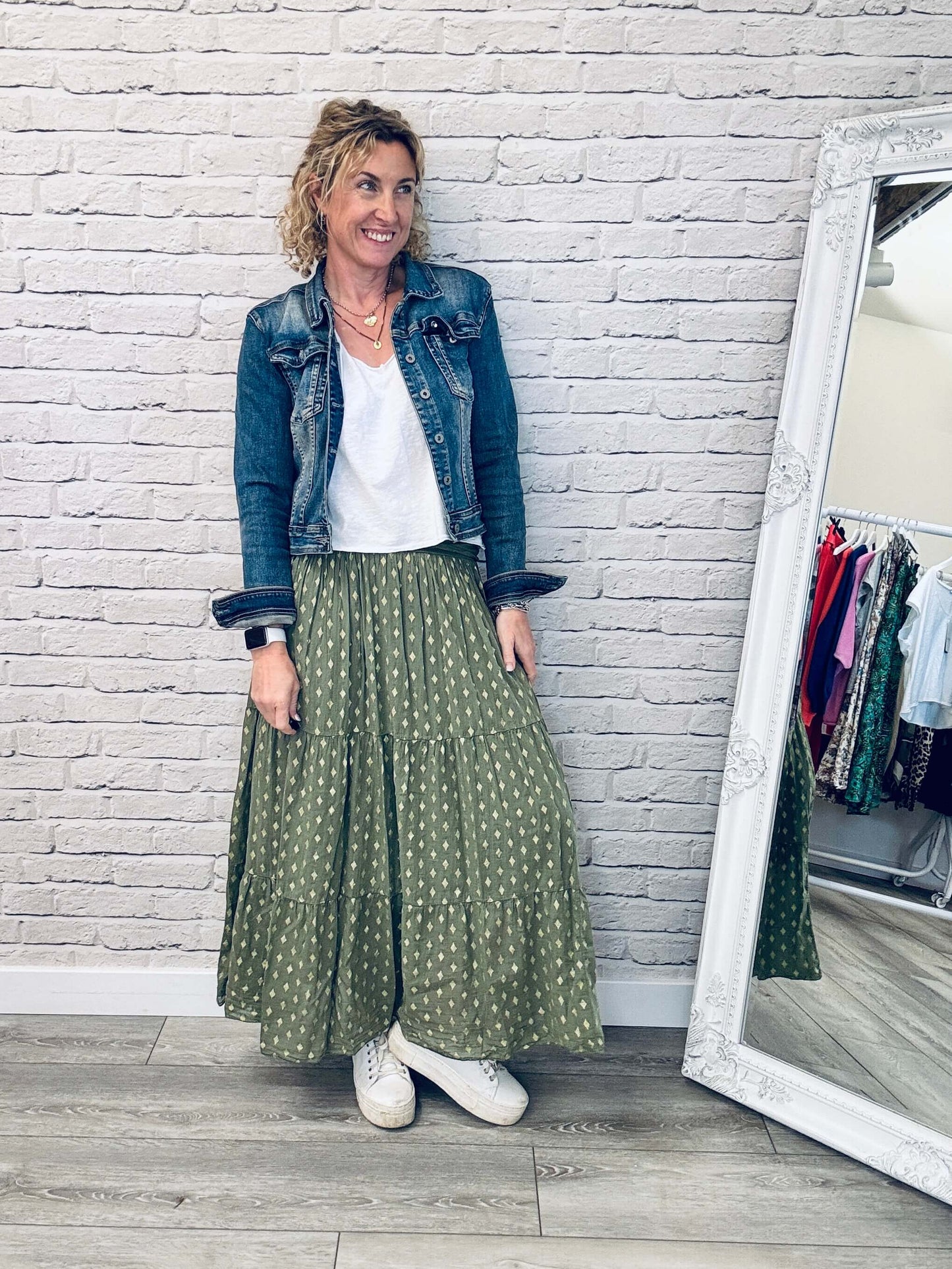 Seville Maxi Skirt | Khaki/Gold