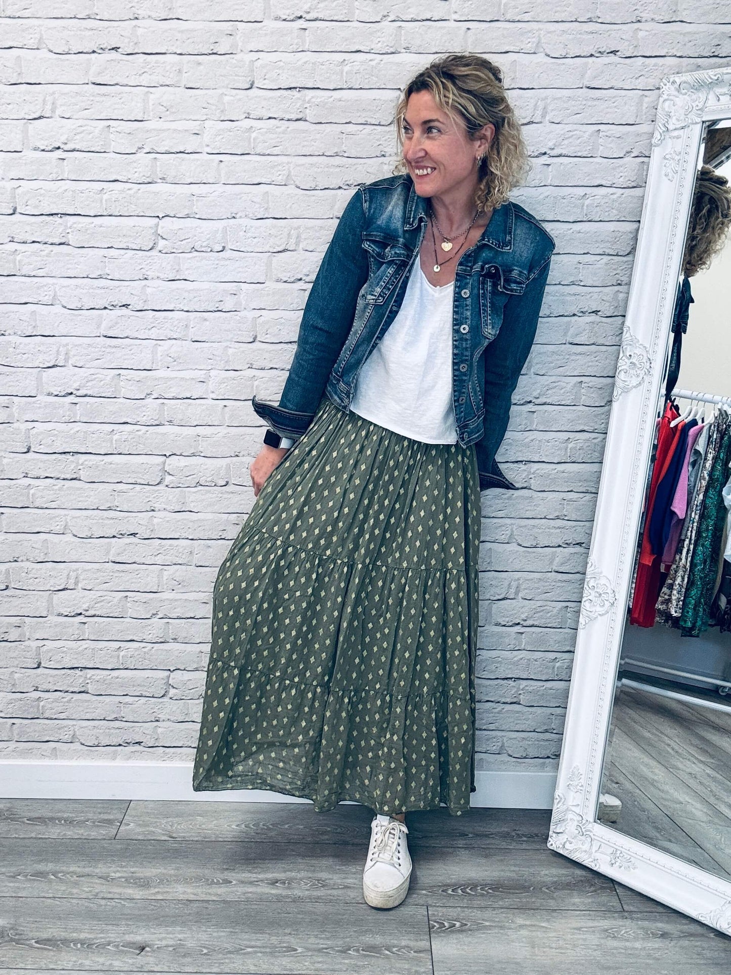 Seville Maxi Skirt | Khaki/Gold