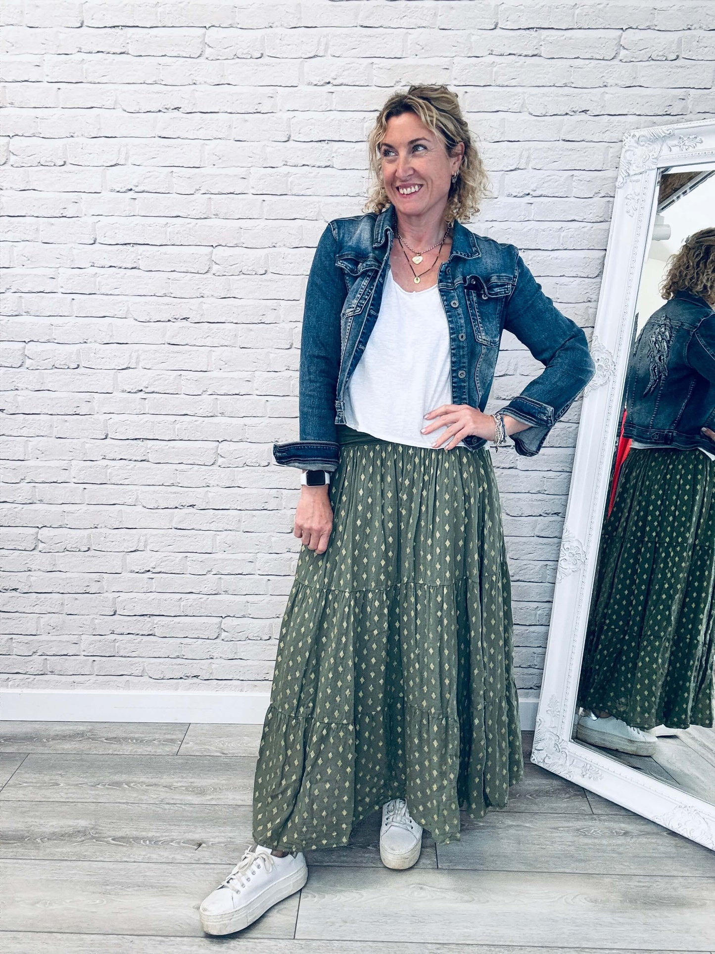 Seville Maxi Skirt | Khaki/Gold