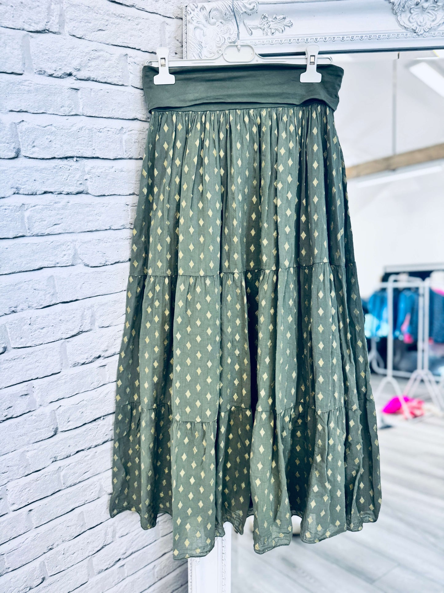 Seville Maxi Skirt | Khaki/Gold