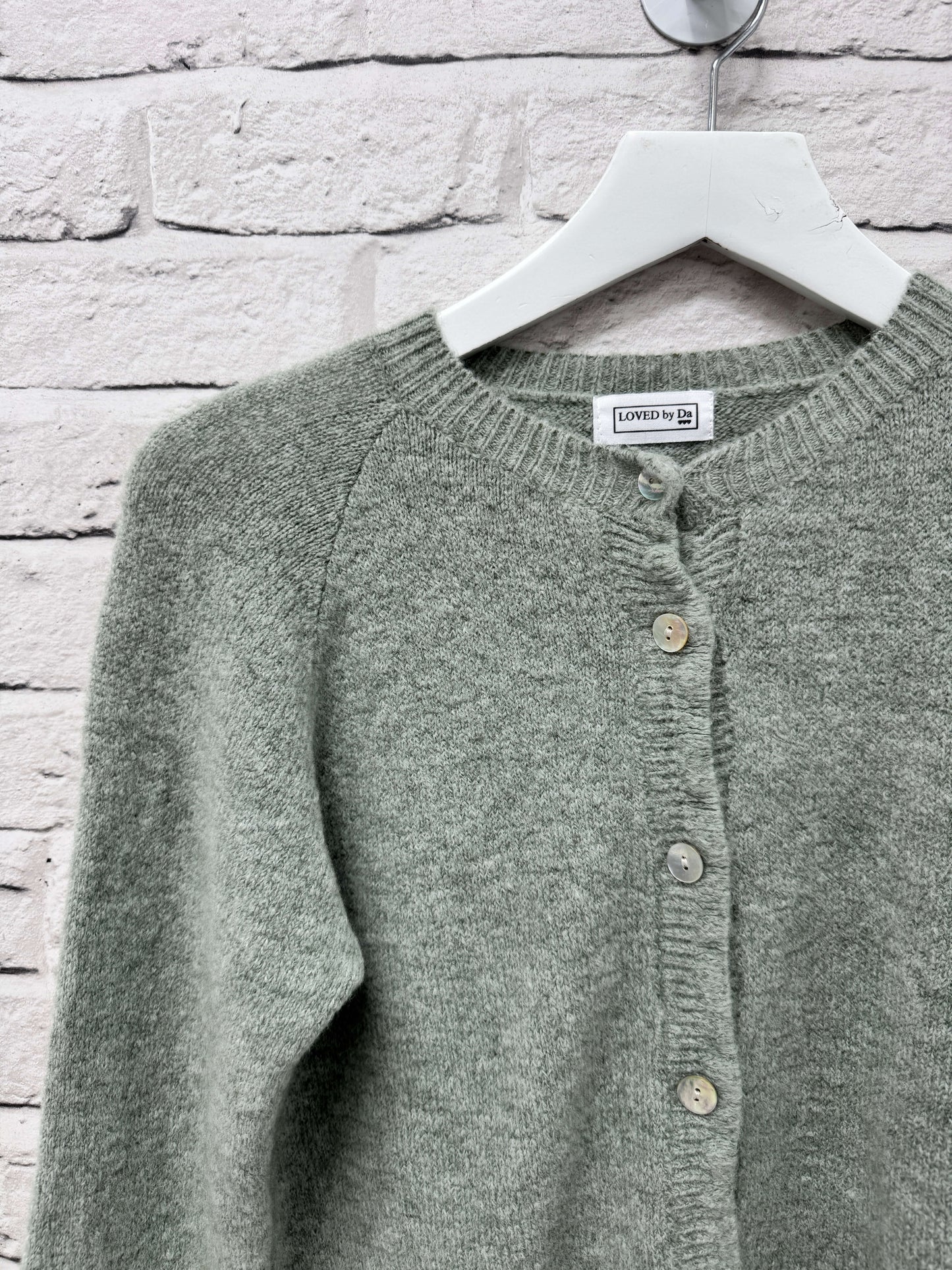 Alpaca Blend Ruffle Trim Cardigan | Sage