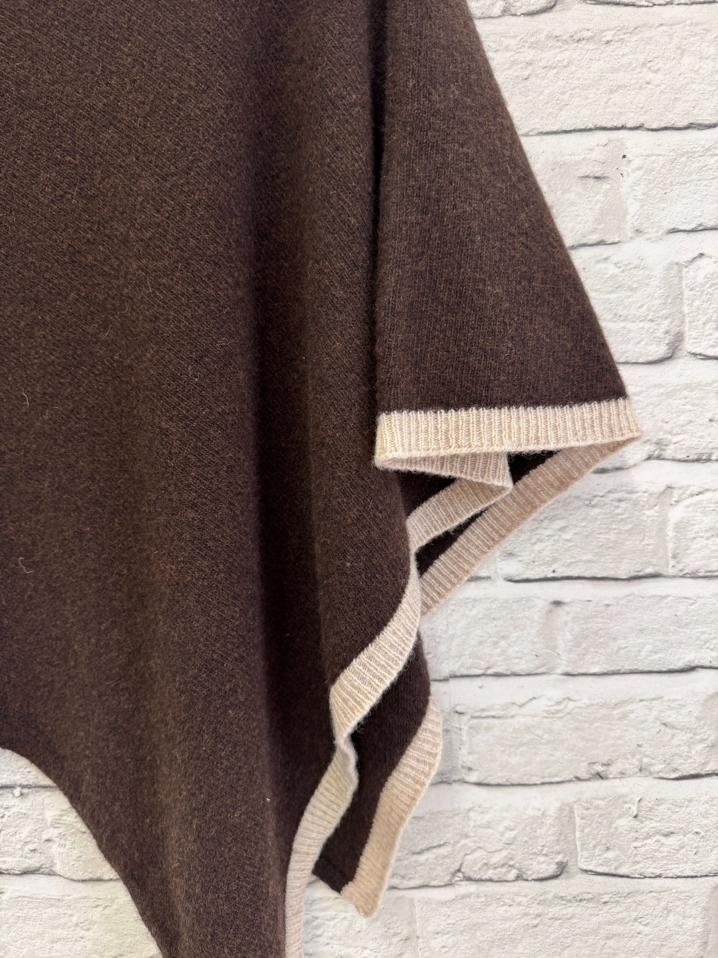Chocolate Poncho with Biscuit trim