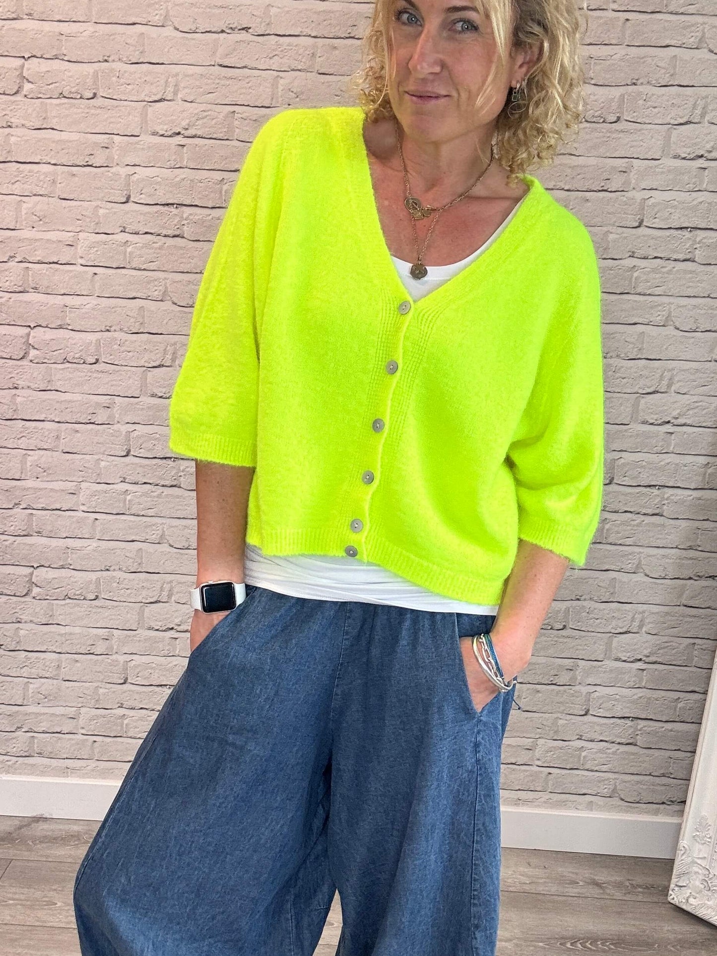 Milla Cardigan | Fluro Yellow