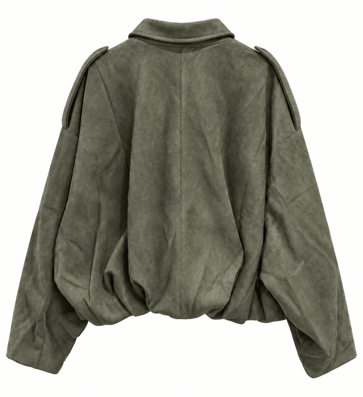 Suede Bubble Hem Bomber | Khaki