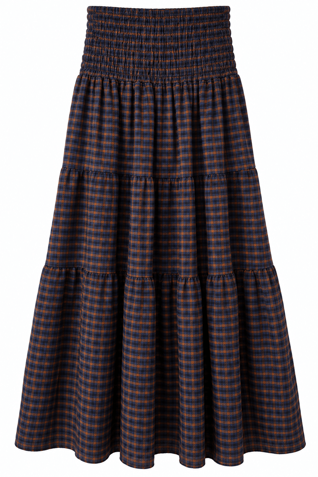 Isla Check Maxi Skirt | Navy & Rust