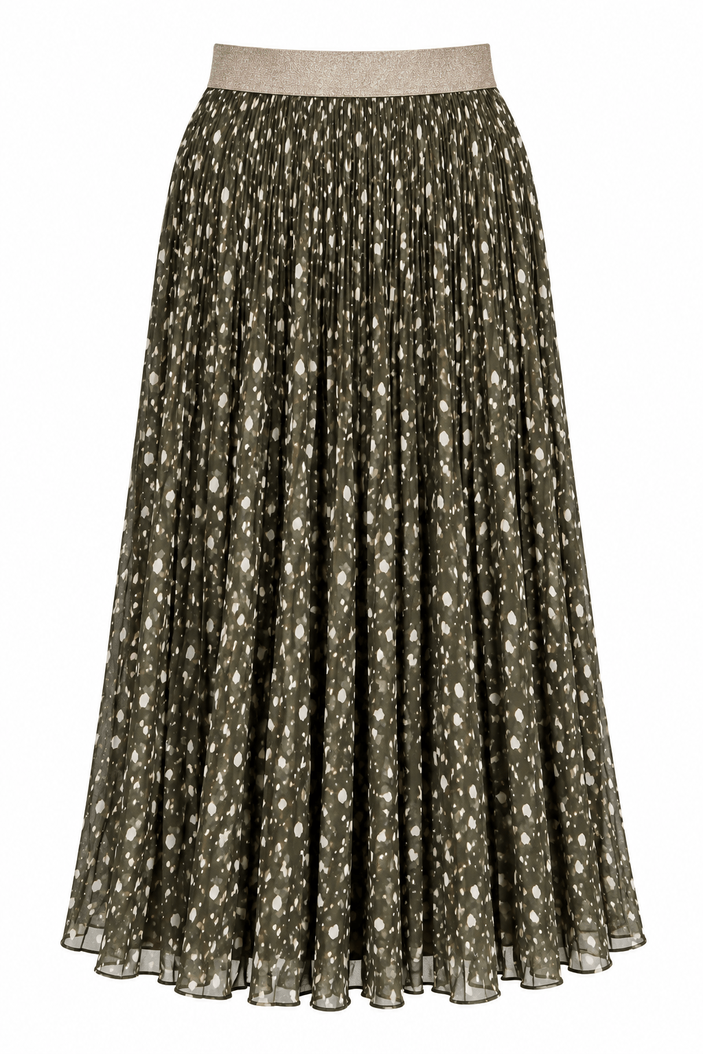 Hetty Pleated Midi Skirt | Khaki