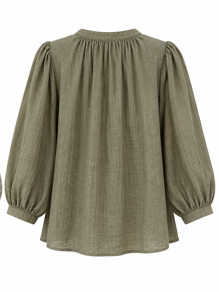 The Nora Cotton Voile Blouse | Khaki