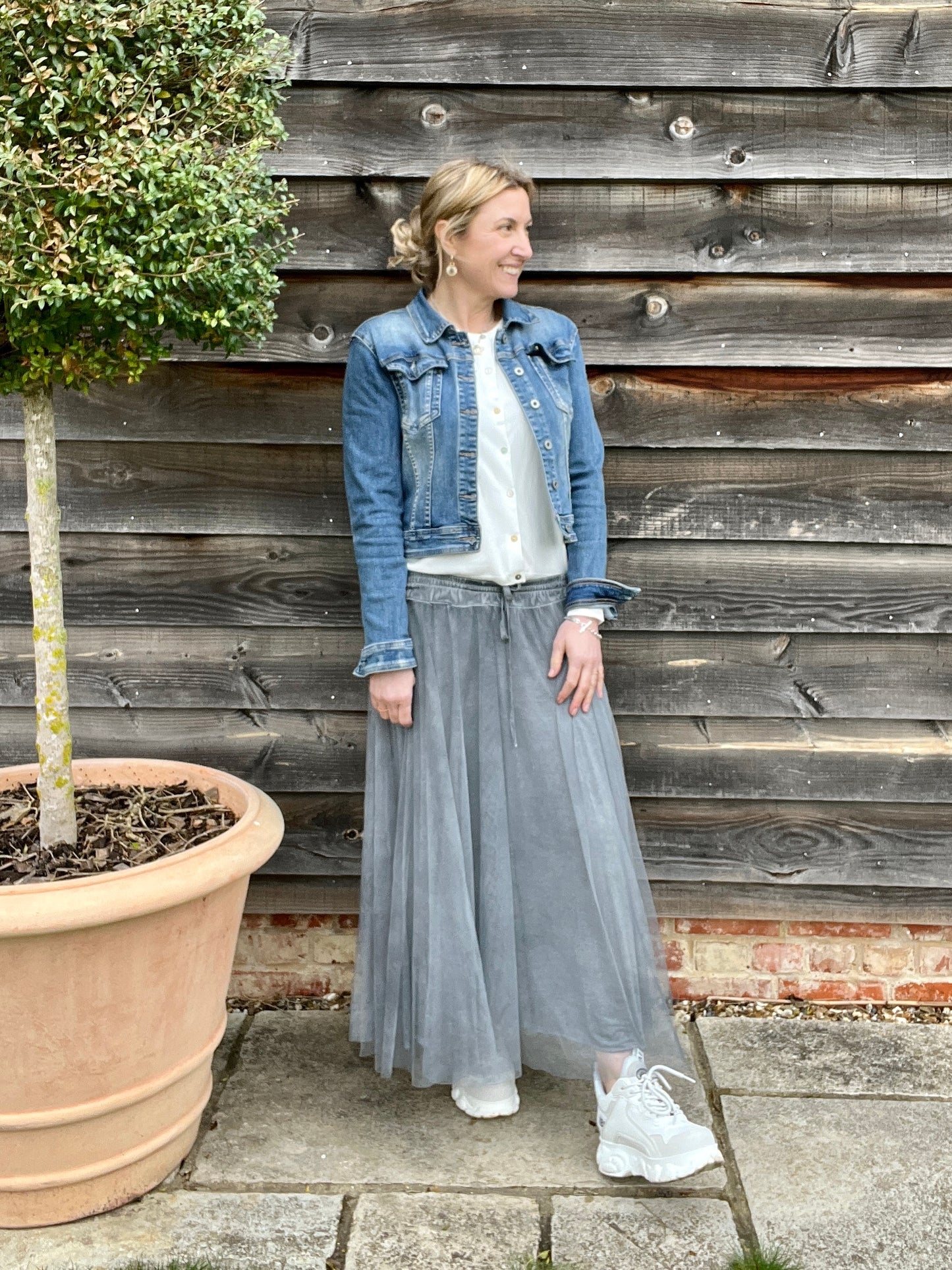 Sophia Tulle Skirt | Washed Grey