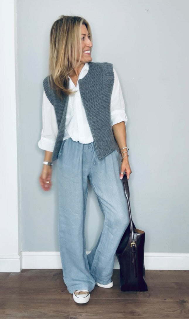 Lauren Drawstring Linen Palazzos | Urban Grey