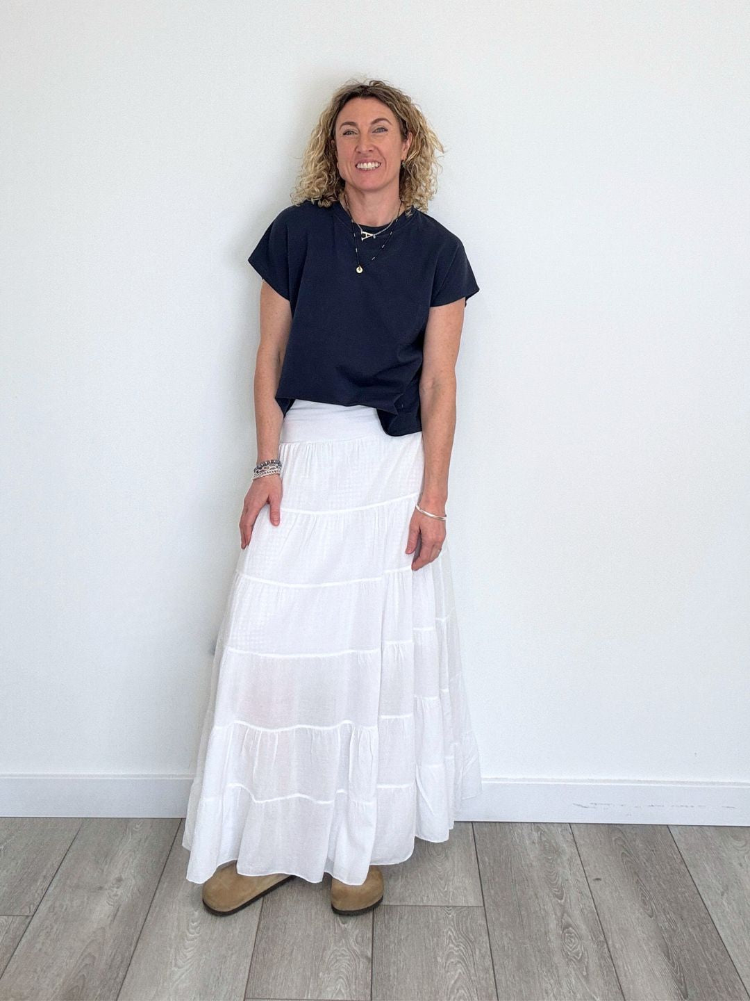 Lexi Tiered Maxi Skirt | White