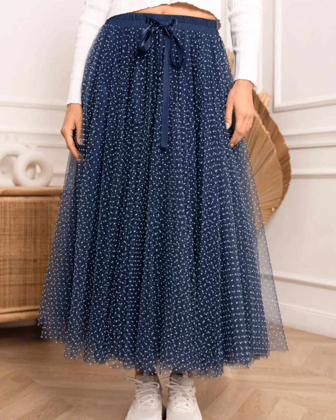 Polka Dot Tulle Skirt | Navy