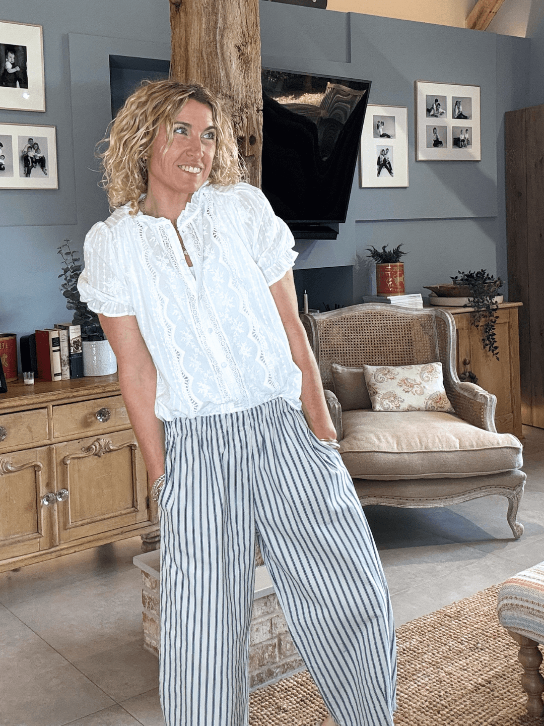 Pinstripe Barrel Trousers