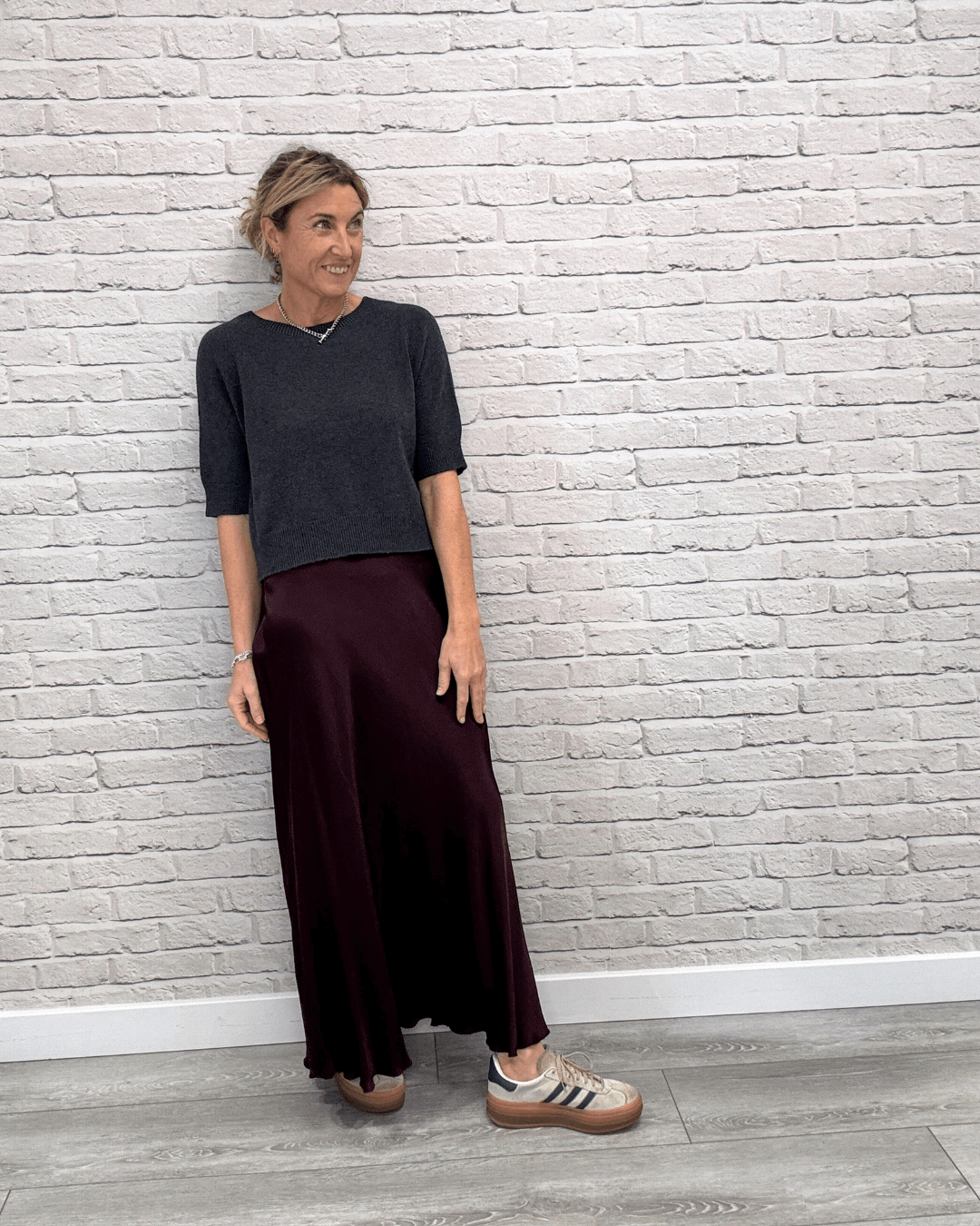 Orla Satin Slip Skirt | Aubergine