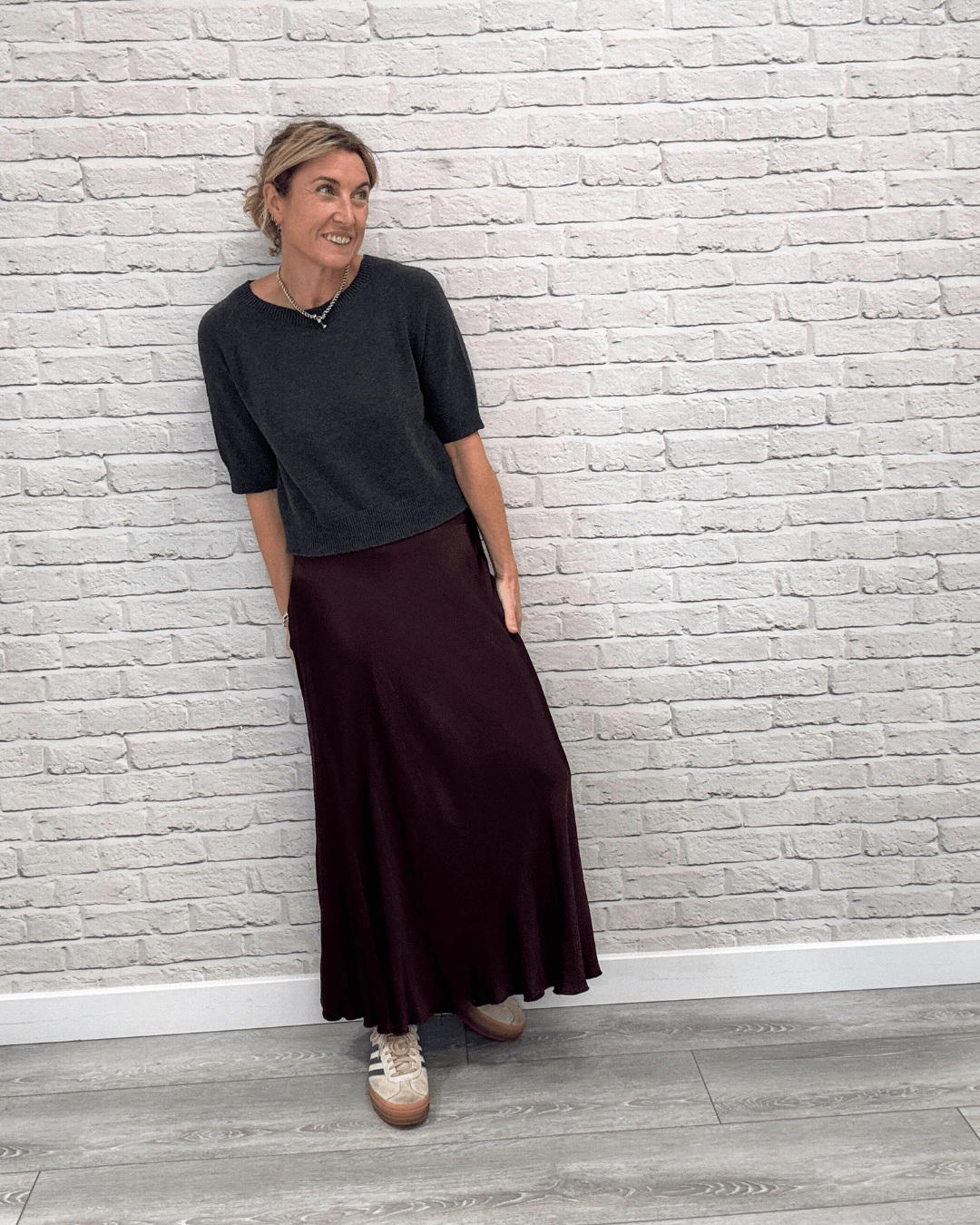 Orla Satin Slip Skirt | Aubergine