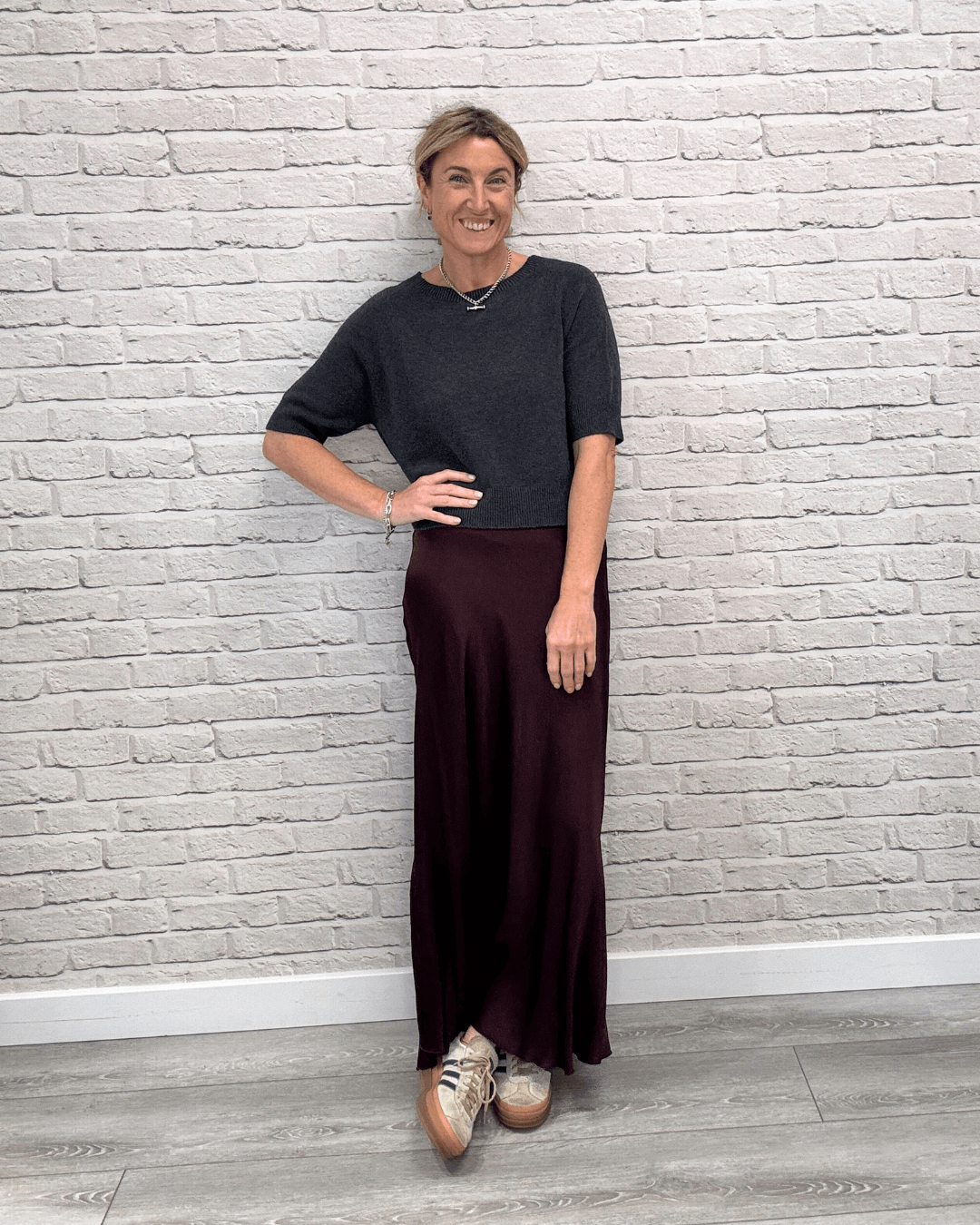 Orla Satin Slip Skirt | Aubergine