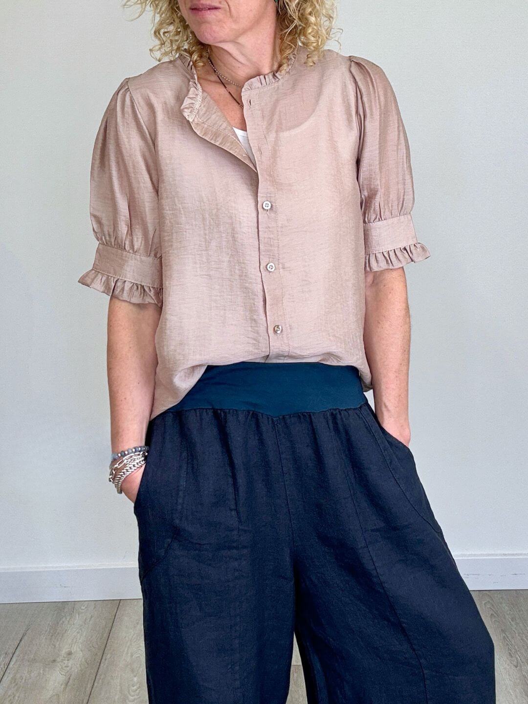 Nahara Frill Sleeve Blouse | Sandstone