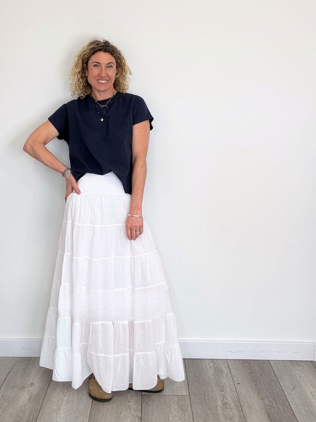 Lexi Tiered Maxi Skirt | White