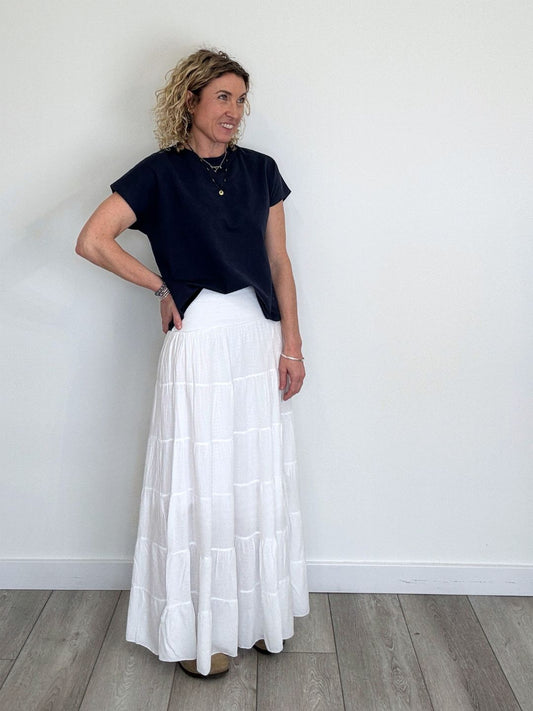 Lexi Tiered Maxi Skirt | White