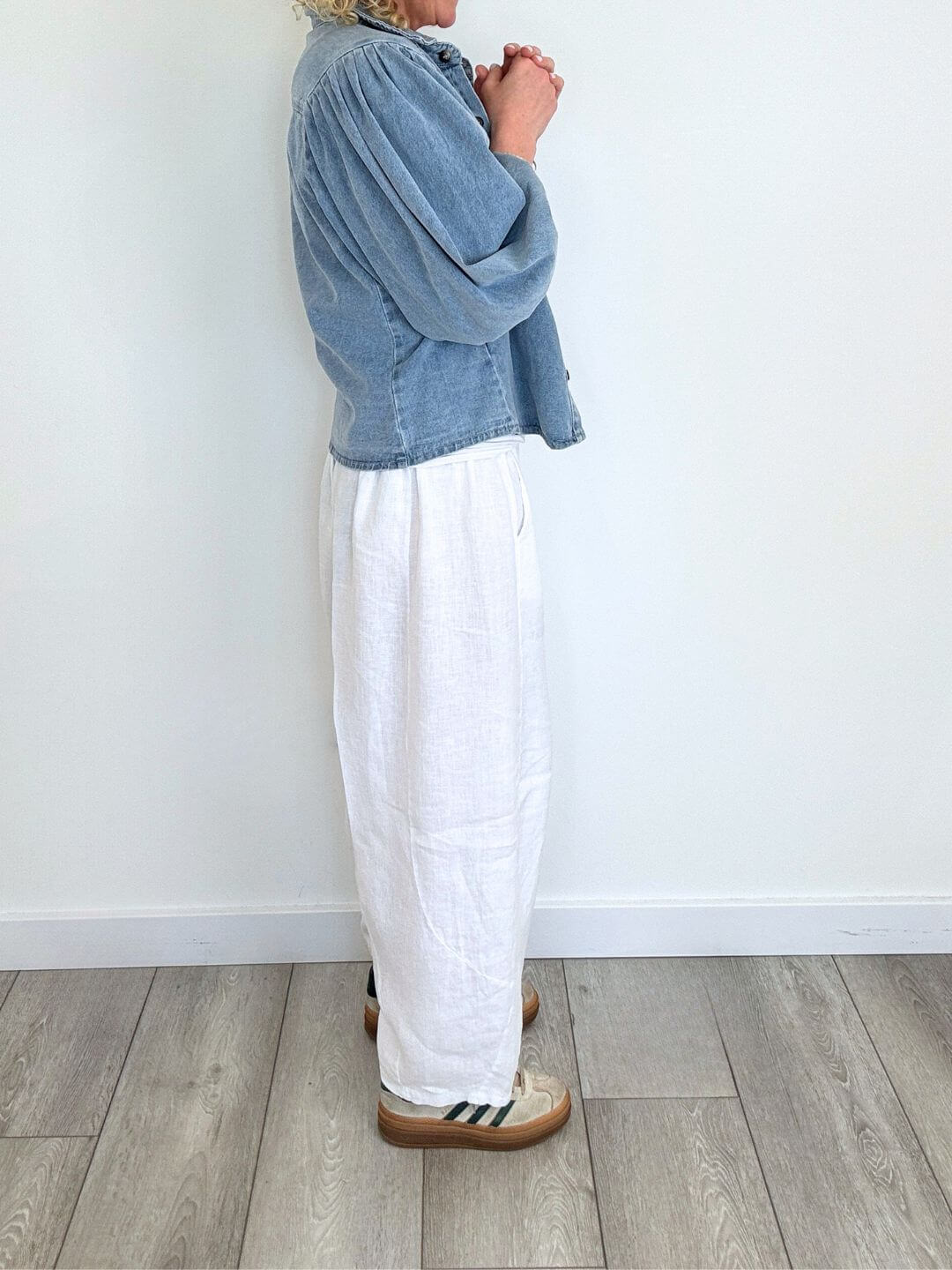 Miami Linen Barrel Trousers | White