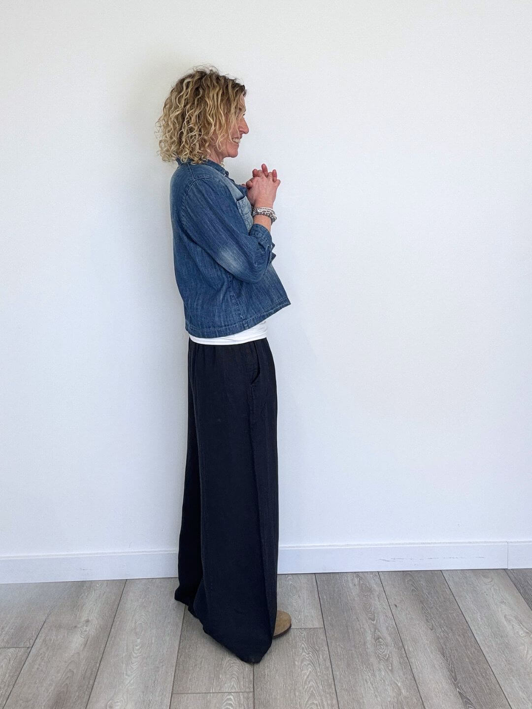 Lilly Linen Wide Leg Trousers - Navy