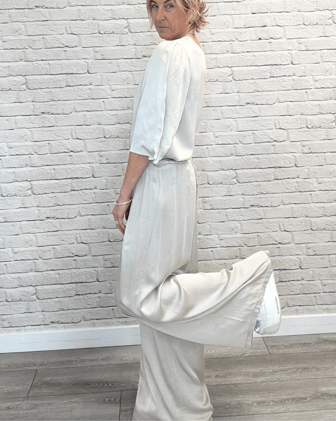 Gia Satin Palazzo Trousers | Champagne