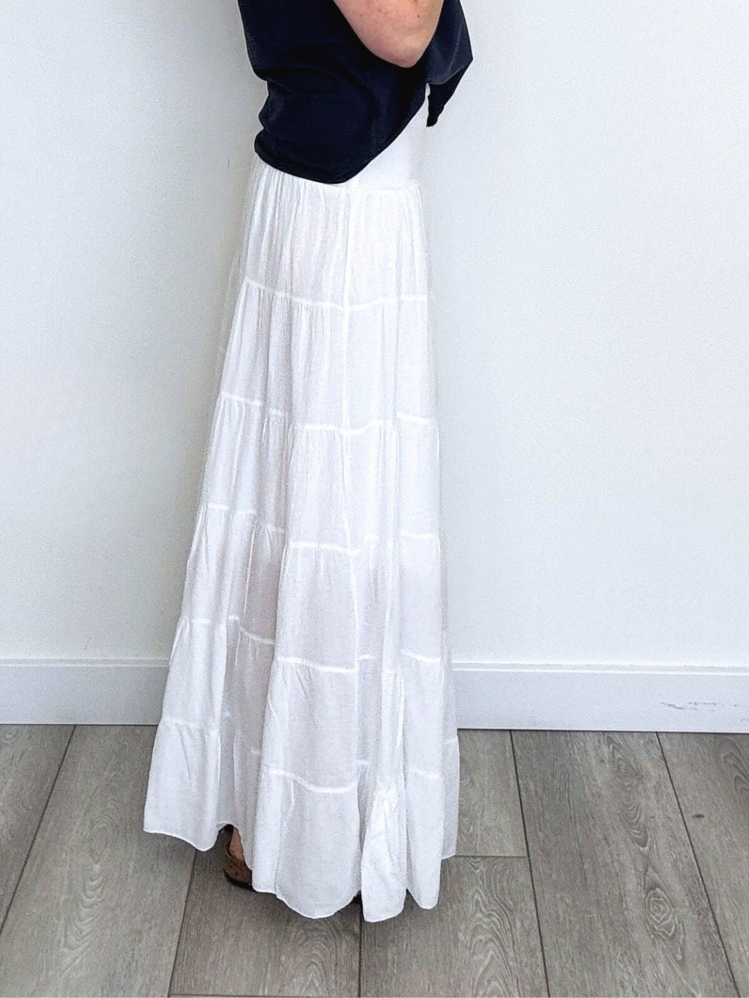 Lexi Tiered Maxi Skirt | White