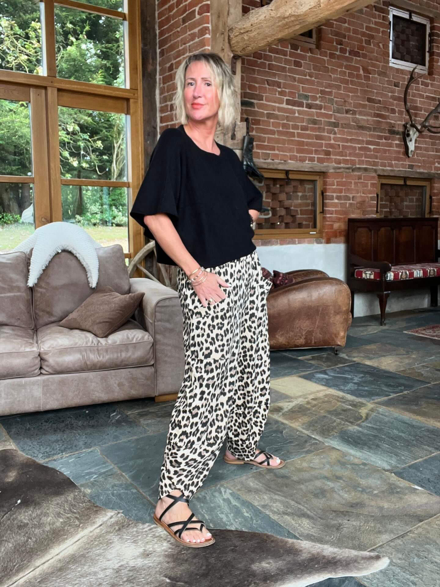 Leopard Barrel Pant