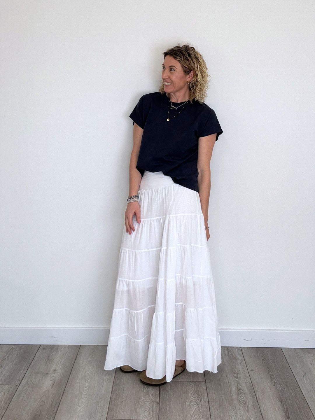 Lexi Tiered Maxi Skirt | White