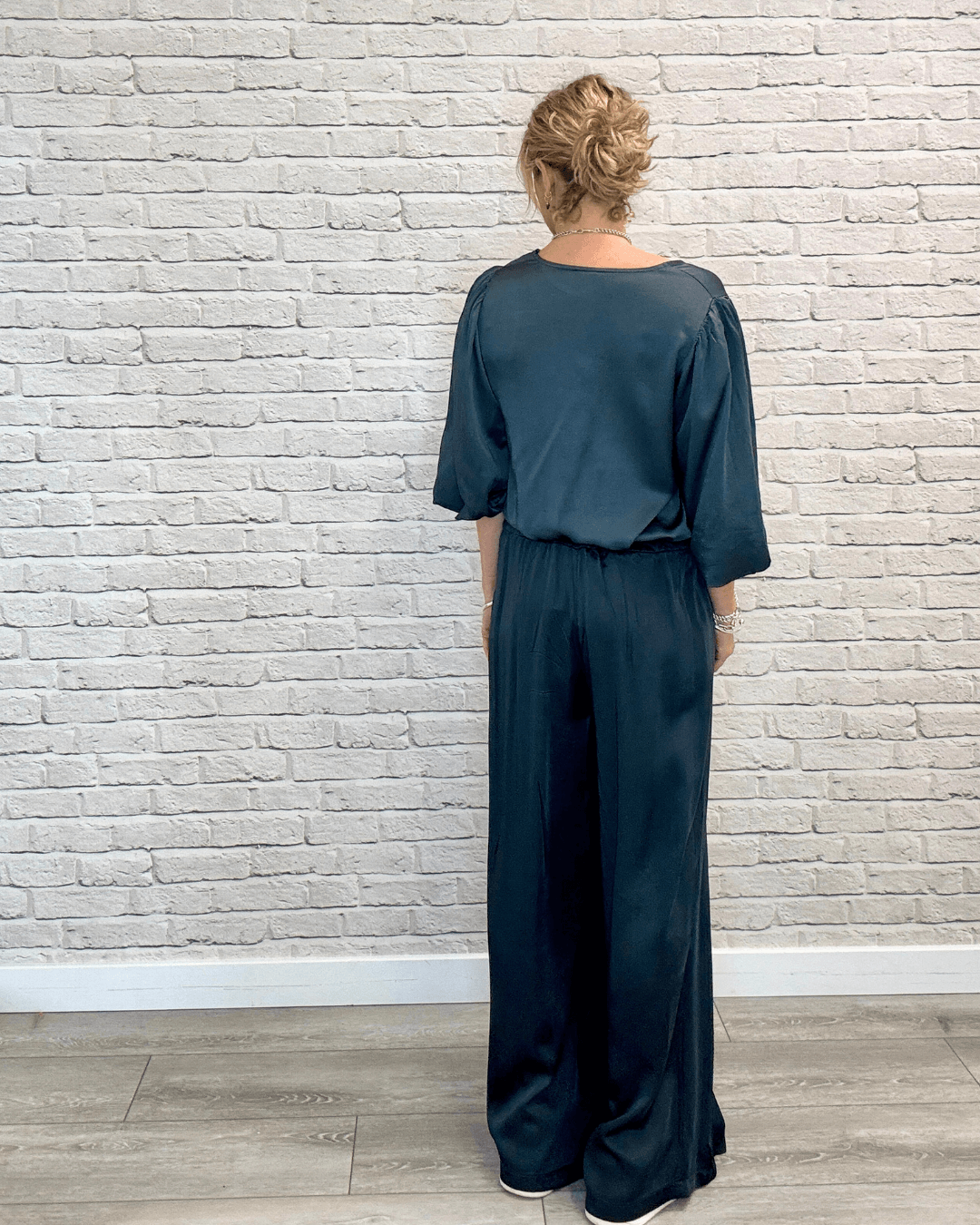Gia Satin Palazzo Trousers | Storm Grey
