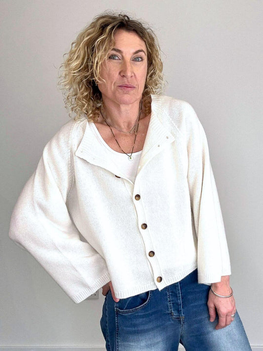 Salcombe Merino Wool Cardigan | Cream