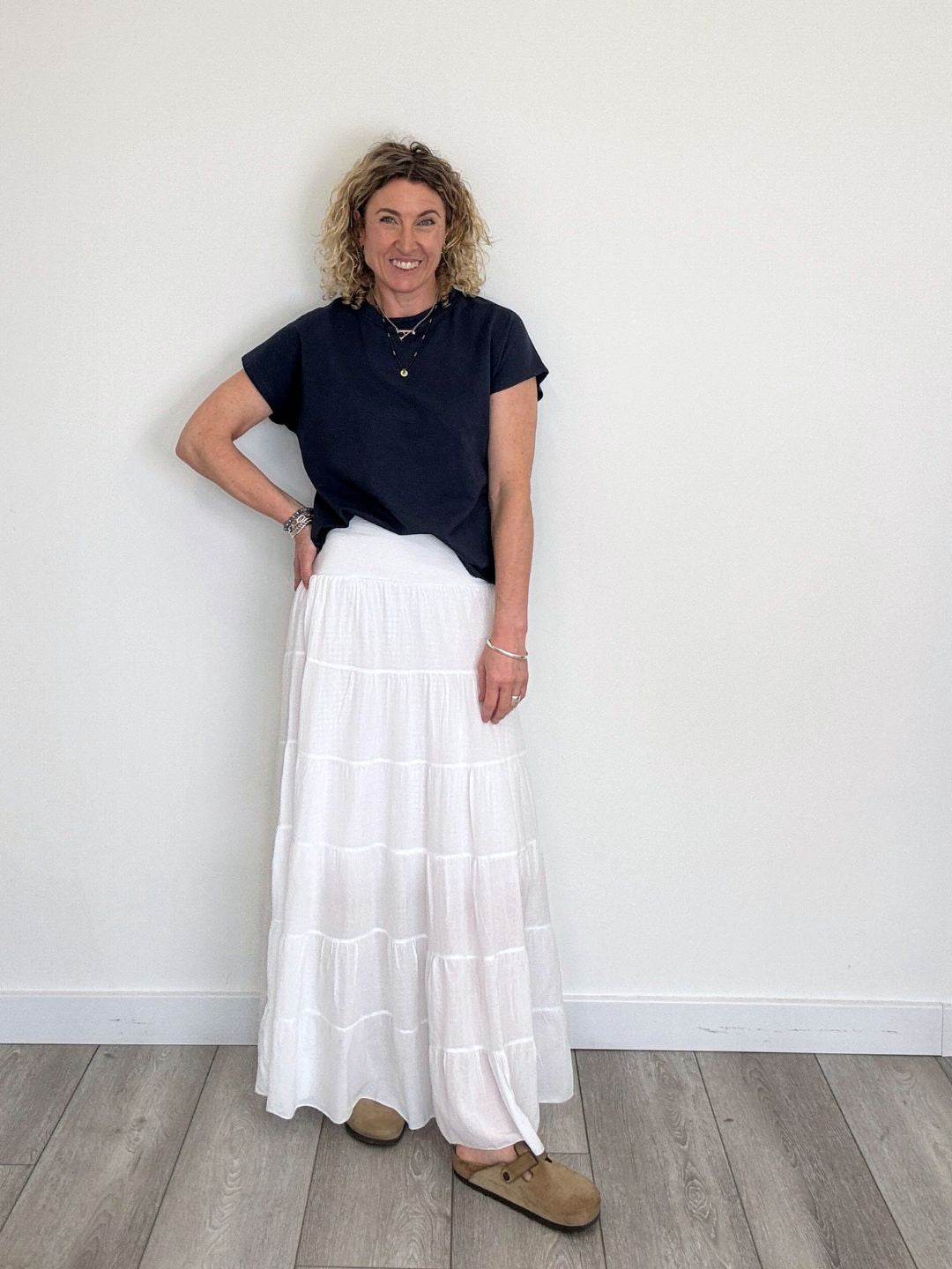 Lexi Tiered Maxi Skirt | White