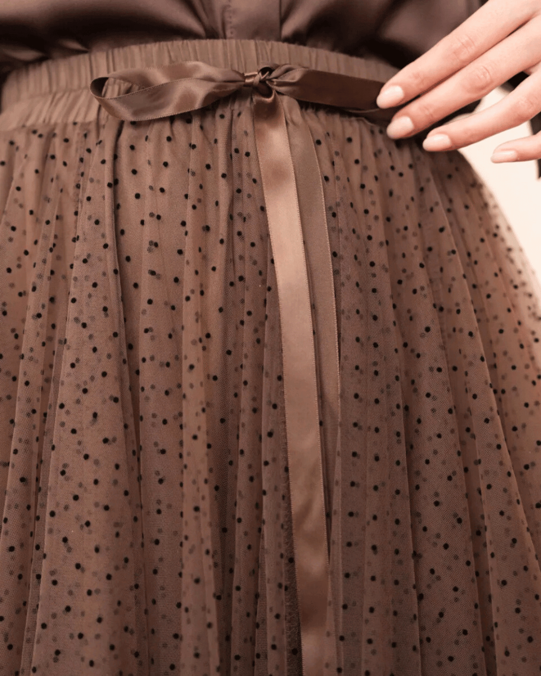 Polka Dot Tulle Skirt | Chocolate