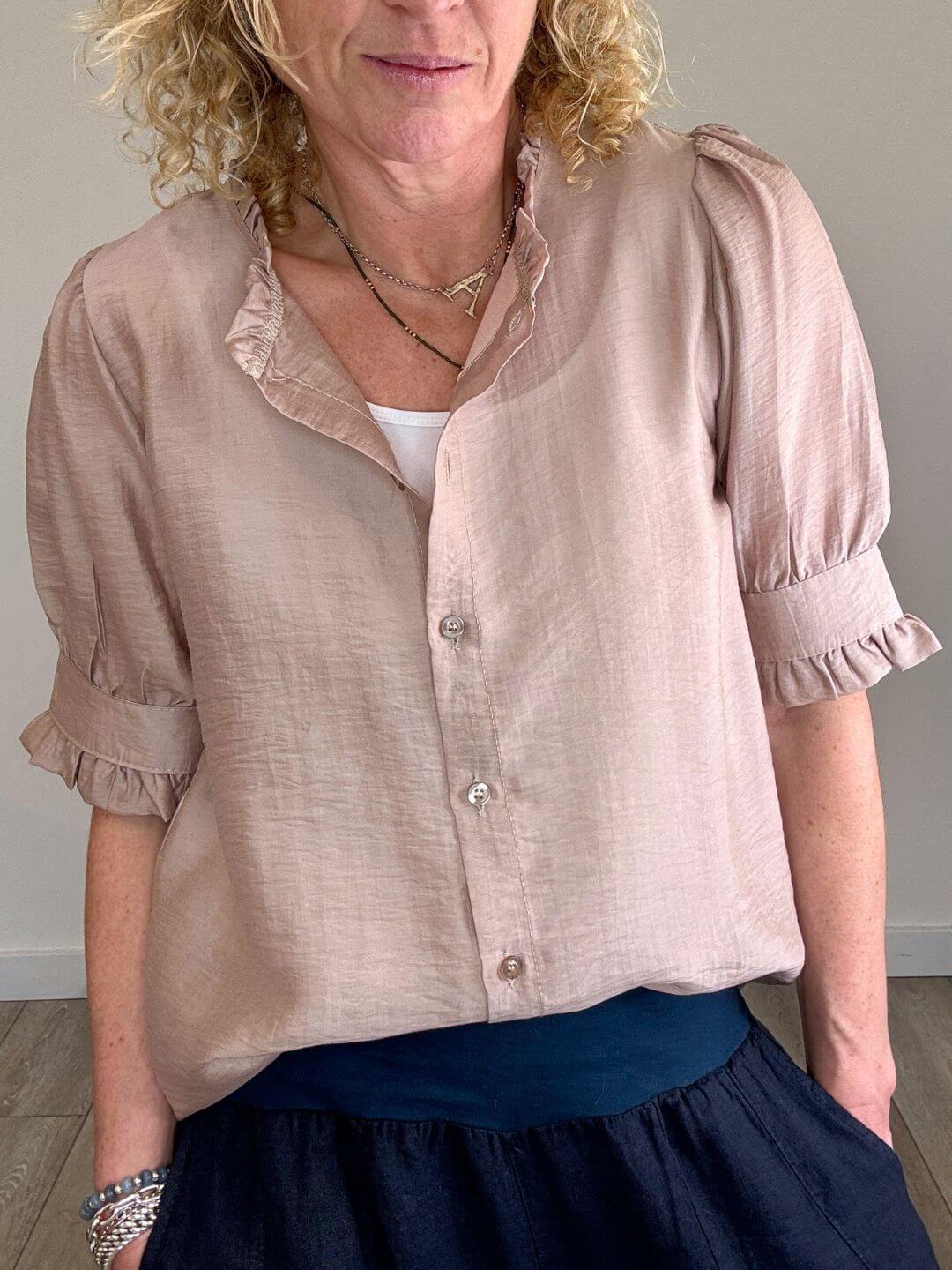 Nahara Frill Sleeve Blouse | Sandstone