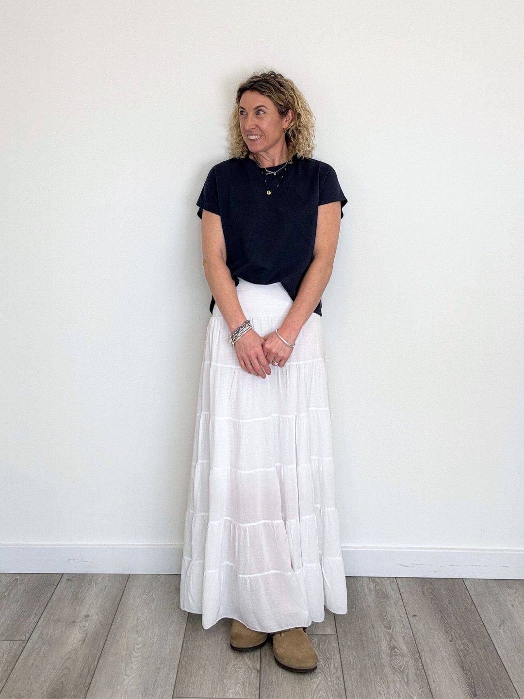 Lexi Tiered Maxi Skirt | White
