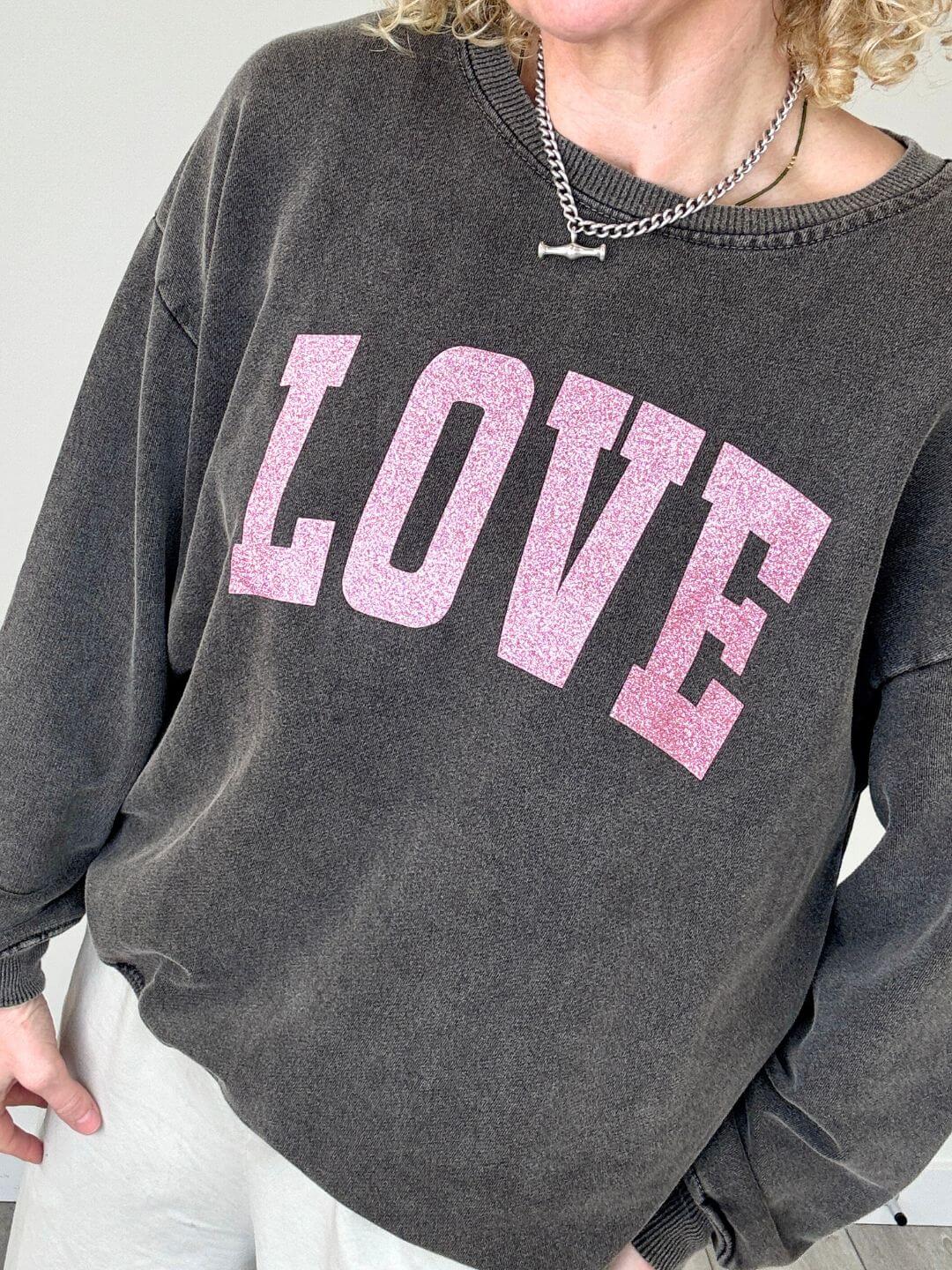 Love Bomb Sweatshirt | Charcoal/Pink
