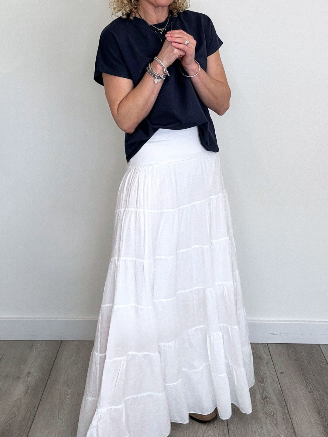Lexi Tiered Maxi Skirt | White