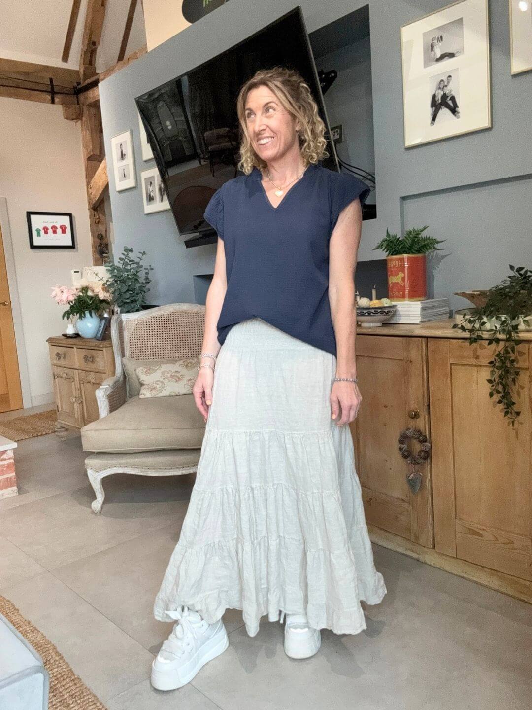 Lulu Linen Maxi Skirt | Stone