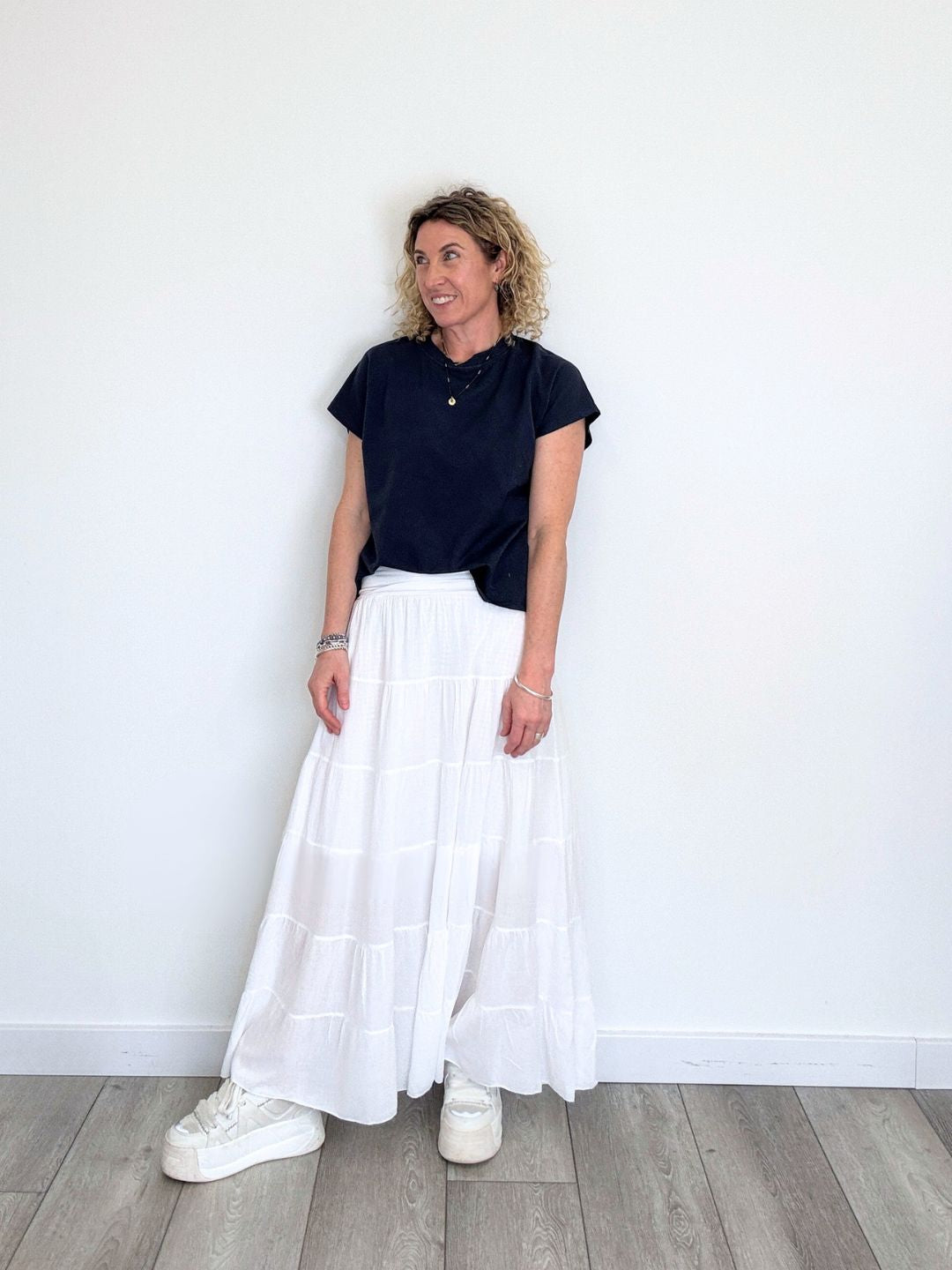 Lexi Tiered Maxi Skirt | White