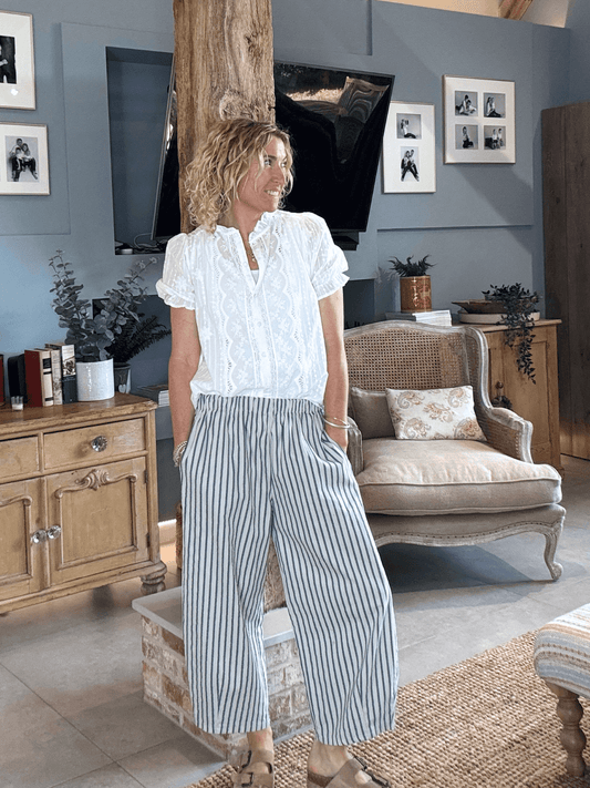 Phoenix Pinstripe Barrel Trousers