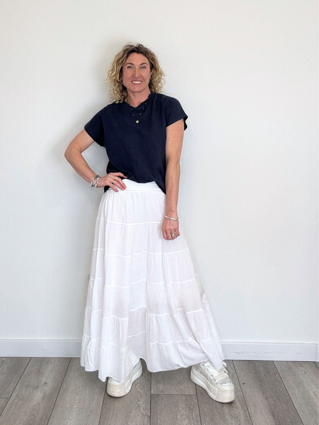 Lexi Tiered Maxi Skirt | White