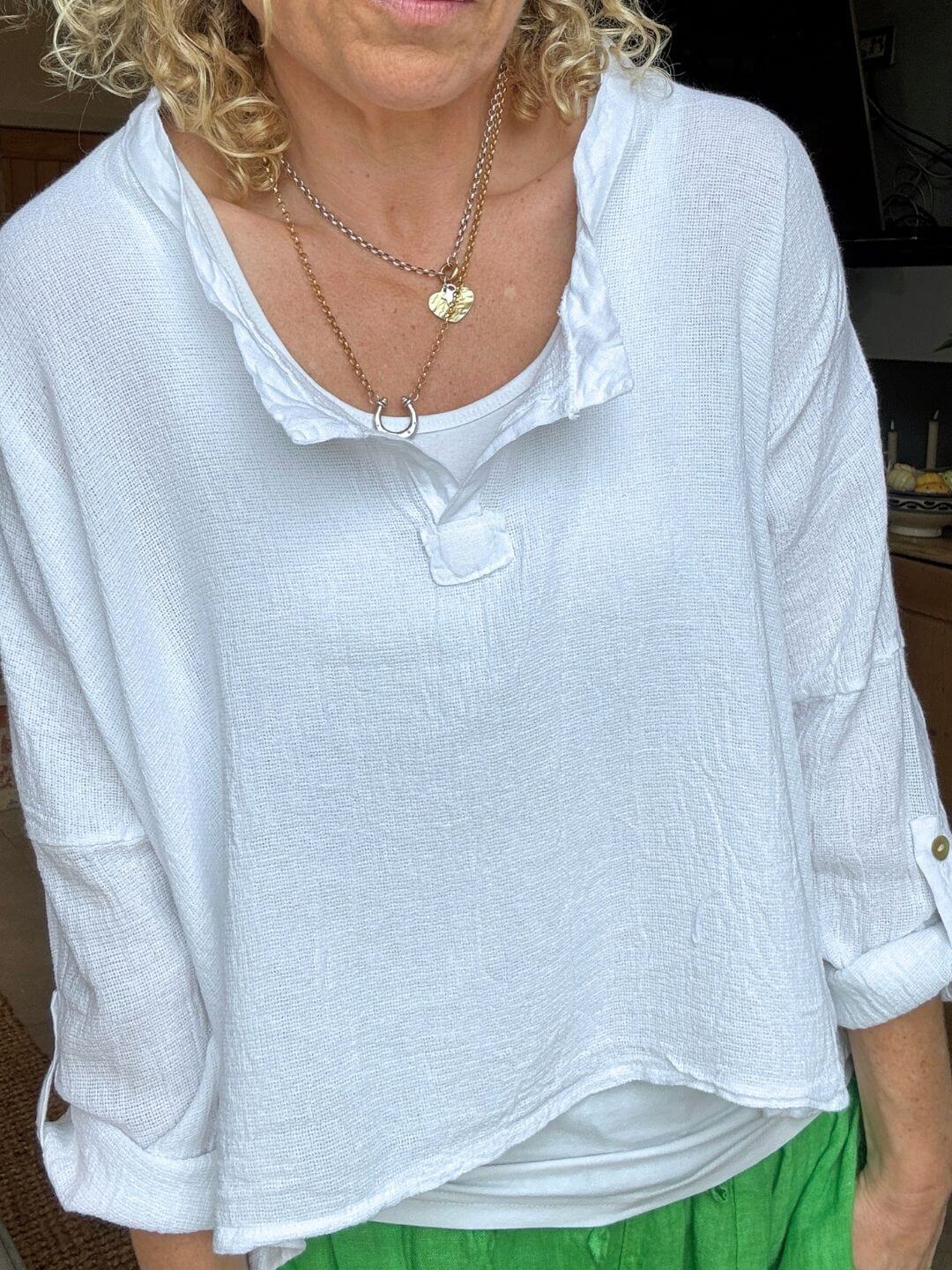 SECONDS - Gracie Linen Top | White