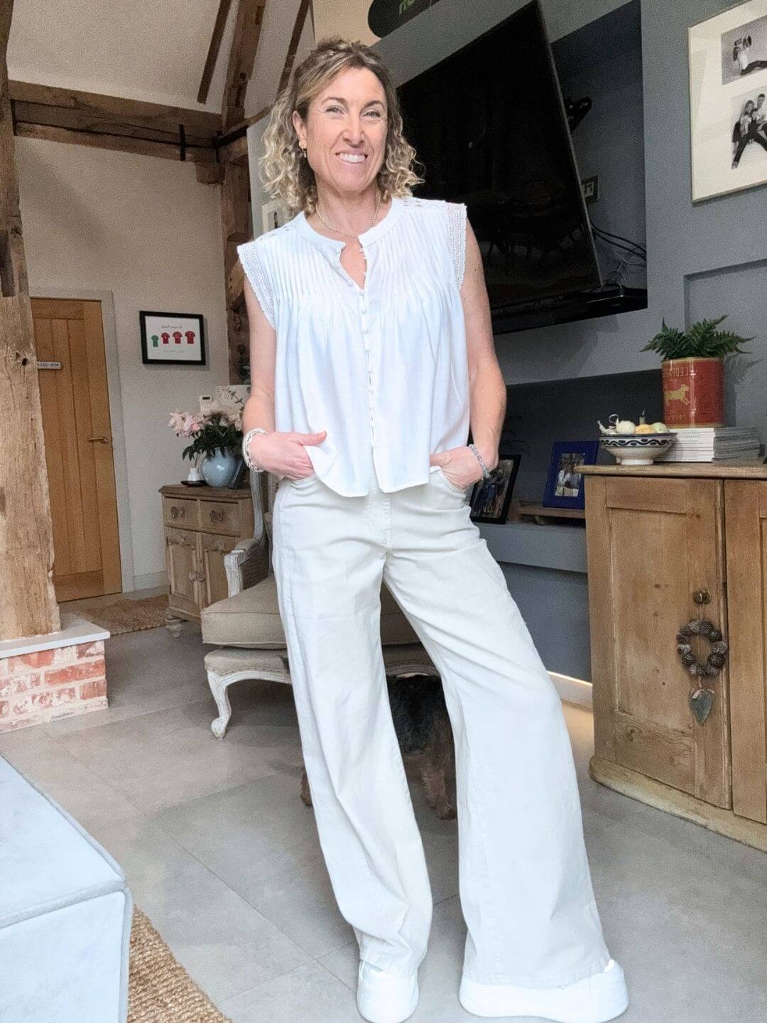 Caymen Wide Leg Jeans | Almond Milk