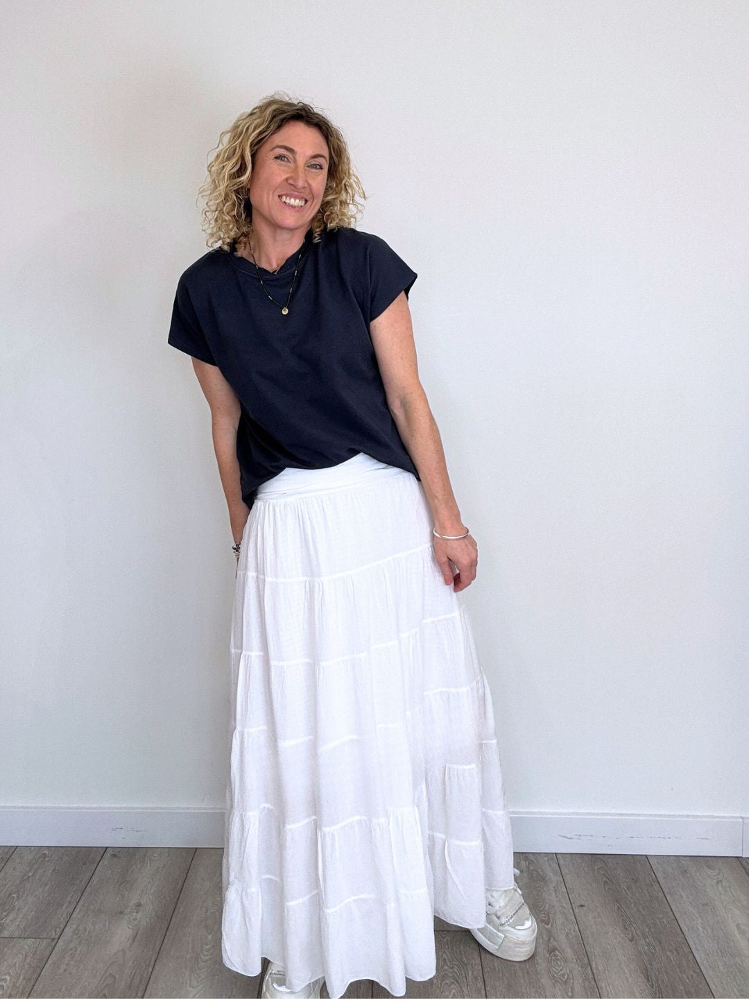 Lexi Tiered Maxi Skirt | White
