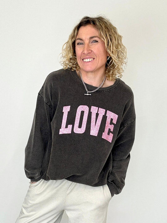 Love Bomb Sweatshirt | Charcoal/Pink