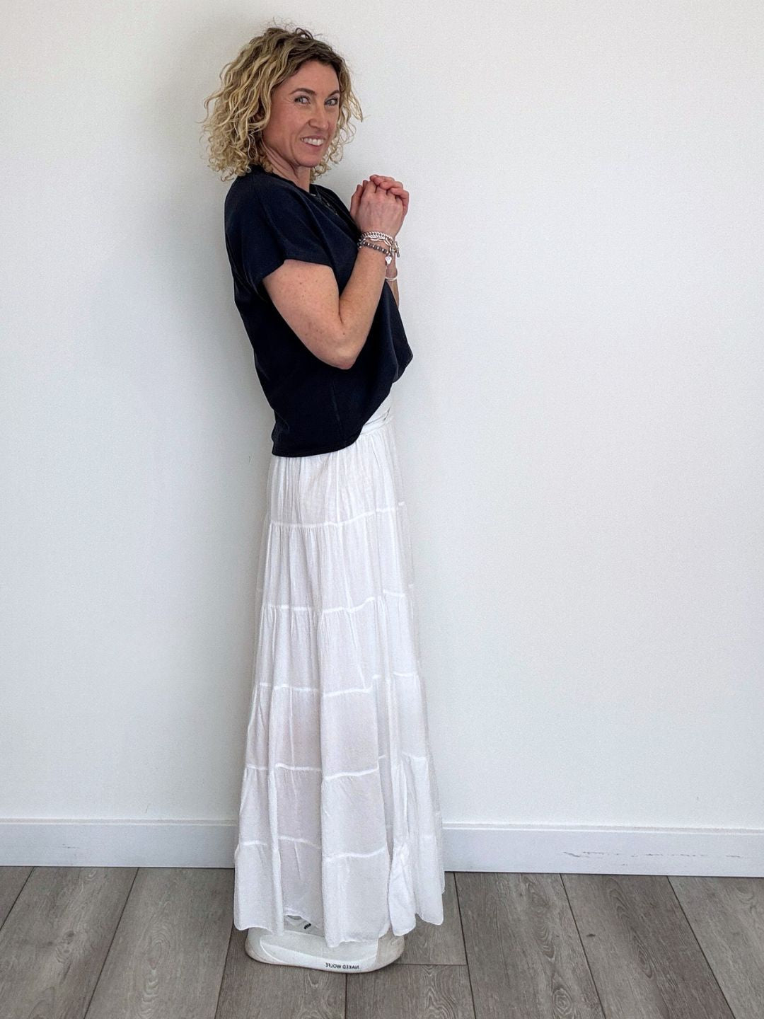 Lexi Tiered Maxi Skirt | White