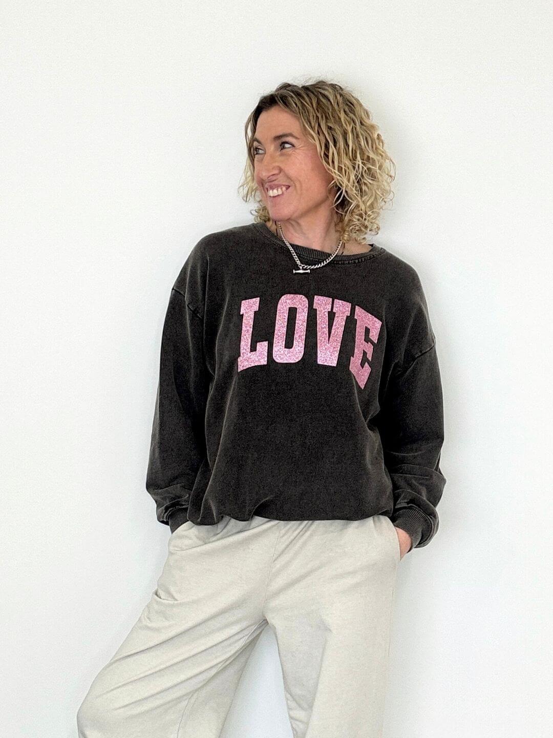 Love Bomb Sweatshirt | Charcoal/Pink